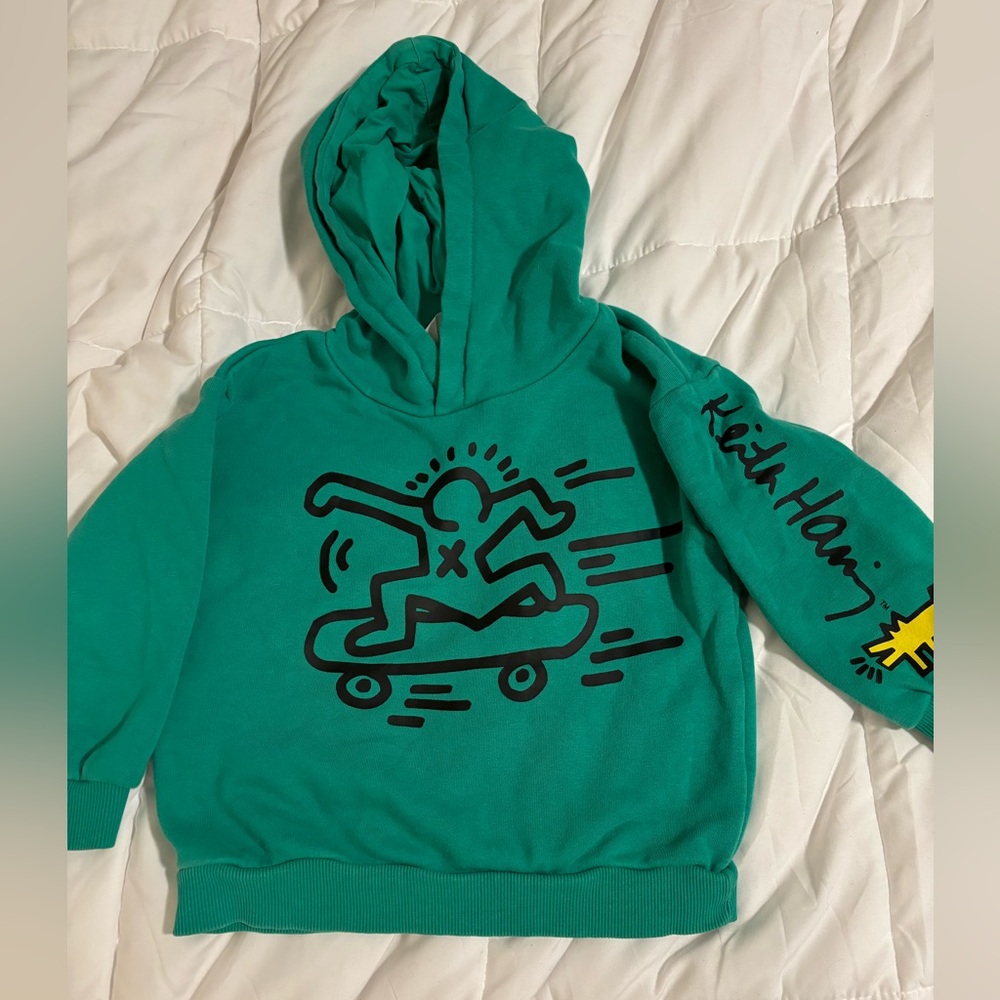 Keith Haring skater green hoodie by H&M 3T